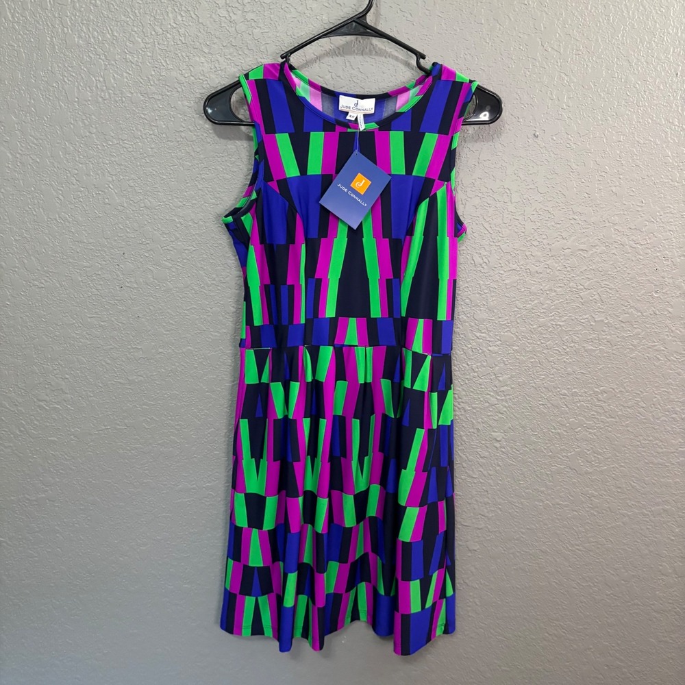 Jude Connally Rachel Multi Blocks Orchid Sleeveless Dress Size XS NWT